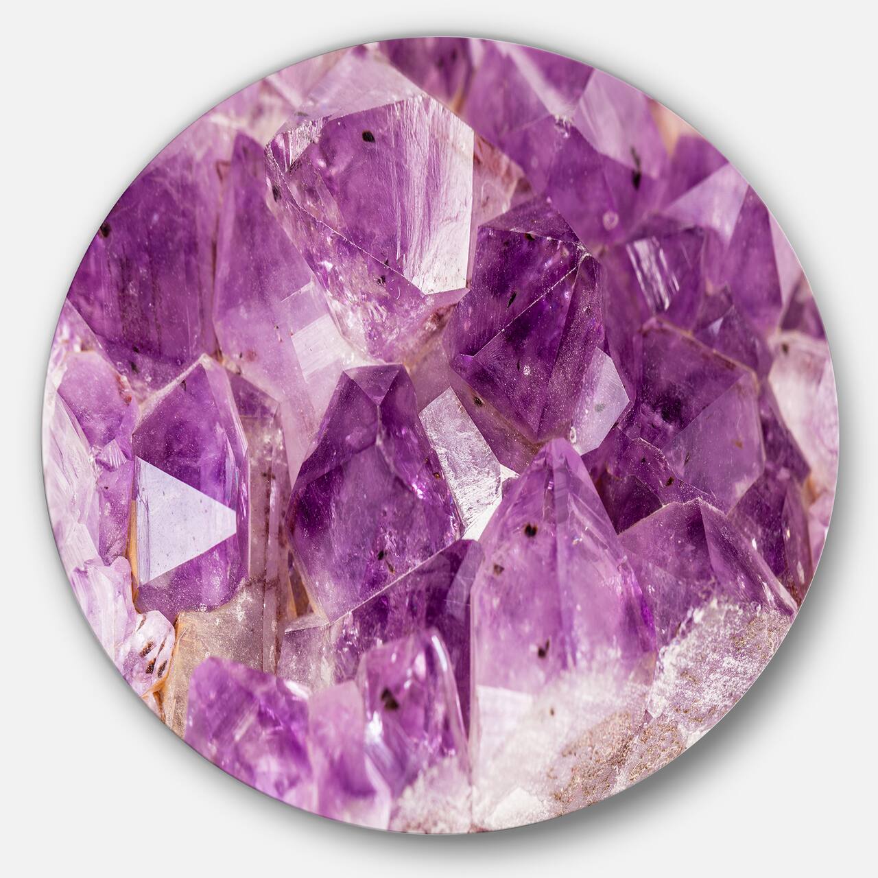 Designart - Purple Amethyst Macro' Disc Abstract Metal Circle Wall Art Print